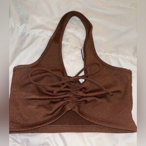 Brown Halter Crop Top